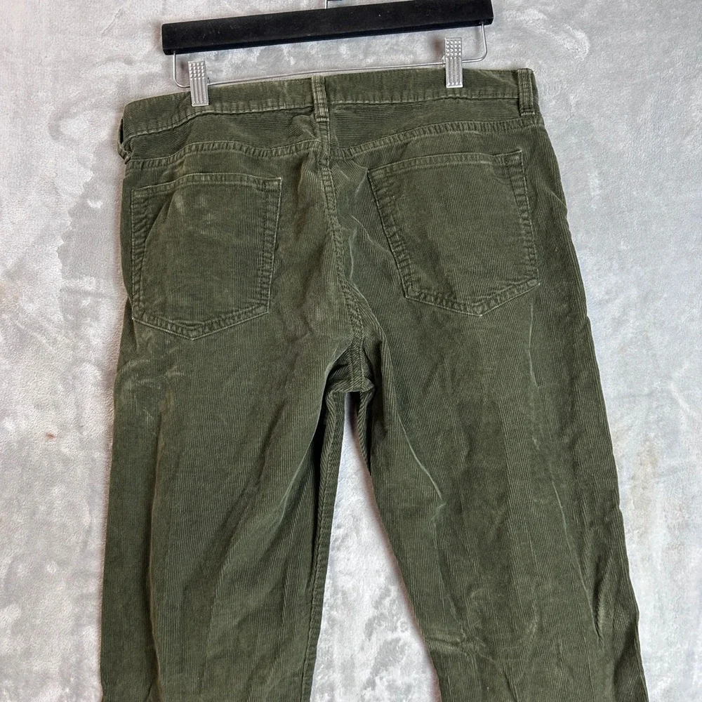 J.Crew Mens Slim Straight Corduroy Pants Olive Green 34x34 5-Pocket Casual